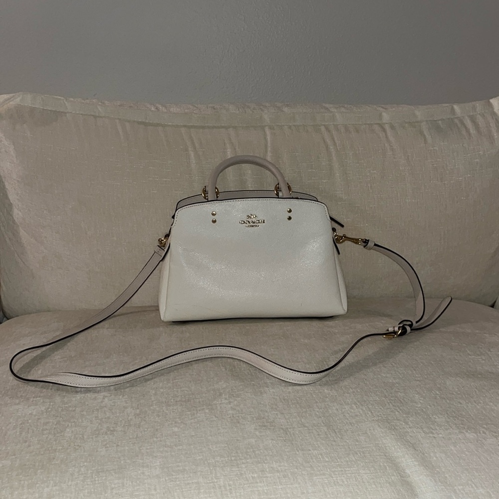 COACH purse-white with gold accents